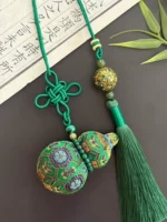 Song Brocade Gourd Car Charm – Imperial Jade - Image 2