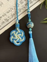 Artisan Flower Knot Charm – Blooming Harmony – Sapphire Mist - Image 3