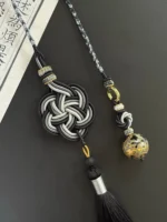 Artisan Flower Knot Charm – Blooming Harmony – Ink Wash - Image 2