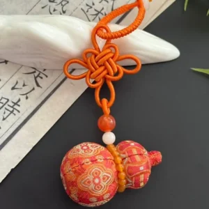 Song Brocade Gourd Bag Charm – Radiant Carnelian