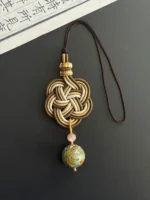 Artisan Flower Knot Charm – Blooming Harmony – Amber Moonstone - Image 2