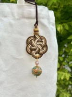 Artisan Flower Knot Charm – Blooming Harmony – Amber Moonstone - Image 5