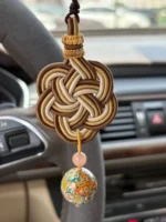 Artisan Flower Knot Charm – Blooming Harmony – Amber Moonstone - Image 4