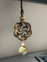 Artisan Flower Knot Charm – Blooming Harmony – Amber Moonstone - Image 3
