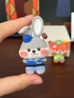 Crochet Bunny & Fox Figurine Set – Amigurumi Magnetic Joint Accessory - Image 3