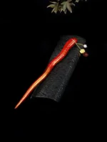 Chinese Lacquer Hairpin – Sacred Lotus with Opal Inlay – Purity & Hope
