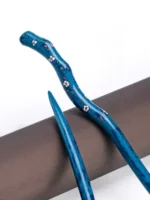 Chinese Lacquer Hair Stick – Ethereal Opal Accent – Deep Luster Finish - Image 3