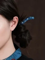 Chinese Lacquer Hair Stick – Ethereal Opal Accent – Deep Luster Finish - Image 5