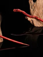 Chinese Lacquer Hairpin – Celestial Jade Branch – Precious Opal - Image 2