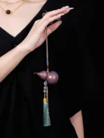 Chinese Lacquer Gourd – Imperial Amethyst – Traditional Carving - Image 2