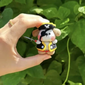 Crochet Pirate Dog Figurine – Amigurumi Magnetic Joint Accessory