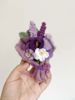 Crochet Purple Floral Bouquet Magnet – Figurine Decor & Luxury Gift Box - Image 4