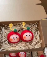 Crochet Apple Figurine Charm – Amigurumi Fruit Accessory Gift - Image 4