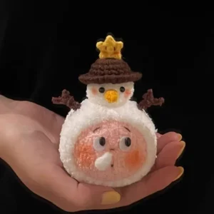 Crochet Snowman Figurine Charm – Amigurumi Winter Accessory Gift