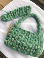 Crochet Green Texture Tote – Speckled Knit Shoulder Accessory, 3 Sizes - Image 8