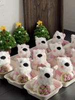 Crochet Westie Figurine Charm – Floral Knit Accessory - Image 6
