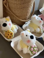 Crochet Westie Figurine Charm – Floral Knit Accessory - Image 7
