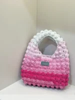 Crochet Gradient Rose Tote – Bulky Knit Shoulder Accessory - Image 4