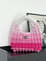Crochet Gradient Rose Tote – Bulky Knit Shoulder Accessory
