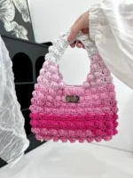 Crochet Gradient Rose Tote – Bulky Knit Shoulder Accessory - Image 3