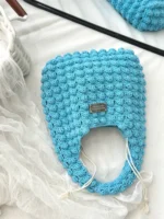 Crochet Sky Blue Tonal Tote – Minimalist Knit Shoulder Accessory - Image 3
