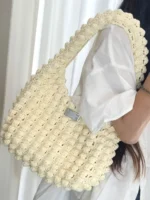Crochet Cream Tonal Tote – Minimalist Knit Accessory - Image 4