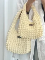 Crochet Cream Tonal Tote – Minimalist Knit Accessory - Image 2