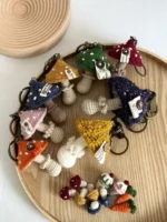 Crochet Mushroom Figurine Charm – Shetland Wool Knit Accessory Gift - Image 2
