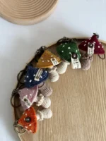Crochet Mushroom Figurine Charm – Shetland Wool Knit Accessory Gift - Image 5