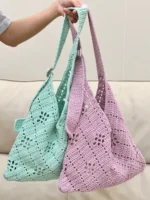 Crochet Hobo Shoulder Tote – Hollow Cotton Knit Accessory - Image 8