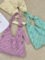 Crochet Hobo Shoulder Tote – Hollow Cotton Knit Accessory - Image 7