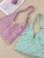 Crochet Hobo Shoulder Tote – Hollow Cotton Knit Accessory - Image 6