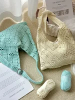 Crochet Hobo Shoulder Tote – Hollow Cotton Knit Accessory