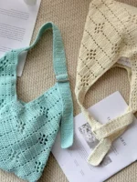 Crochet Hobo Shoulder Tote – Hollow Cotton Knit Accessory - Image 2