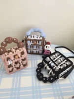 Crochet Waffle Texture Bag – Convertible Top Handle Accessory - Image 6