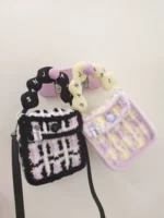 Crochet Waffle Texture Bag – Convertible Top Handle Accessory - Image 7