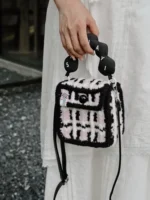 Crochet Waffle Texture Bag – Convertible Top Handle Accessory - Image 11