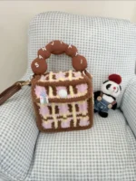 Crochet Waffle Texture Bag – Convertible Top Handle Accessory - Image 4