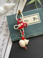 Artisan Knot Keychain – Infinite Fortune – Agate & Ivory - Image 2