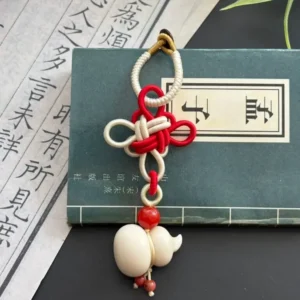 Artisan Knot Keychain – Infinite Fortune – Agate & Ivory