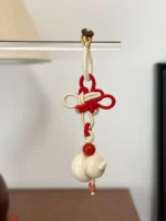 Artisan Knot Keychain – Infinite Fortune – Agate & Ivory - Image 3