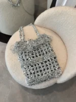Crochet Sequin Motif Tote – Sparkling Metallic Knitwork