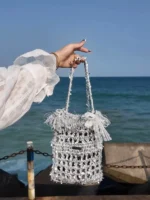 Crochet Sequin Motif Tote – Sparkling Metallic Knitwork - Image 5