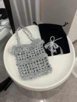 Crochet Sequin Motif Tote – Sparkling Metallic Knitwork - Image 4