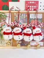 Crochet Snowman Figurine Charm – Handcrafted Winter Ornament & Car Accessory - Image 7