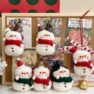 Crochet Snowman Figurine Charm – Handcrafted Winter Ornament & Car Accessory