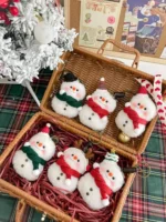 Crochet Snowman Figurine Charm – Handcrafted Winter Ornament & Car Accessory - Image 3