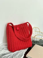 Crochet Textured Tote – Chunky Knit Shoulder Accessory - Image 4