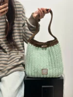 Crochet Textured Tote – Chunky Knit Shoulder Accessory - Image 11