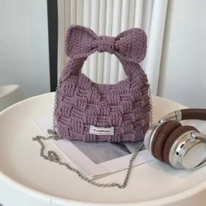 Crochet Bow Figurine Bag – Convertible Mini Chain Crossbody